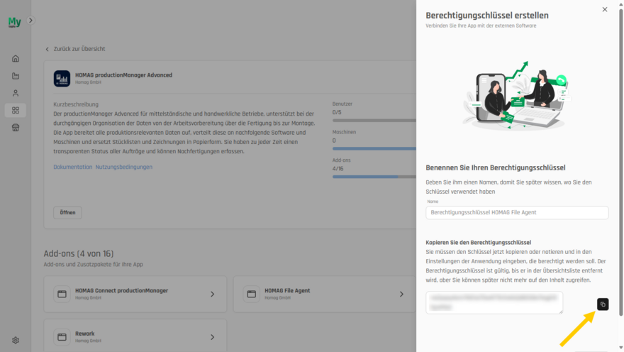 Kopieren des Berechtigungsschlüssels