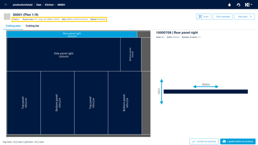 Interactive cutting plan