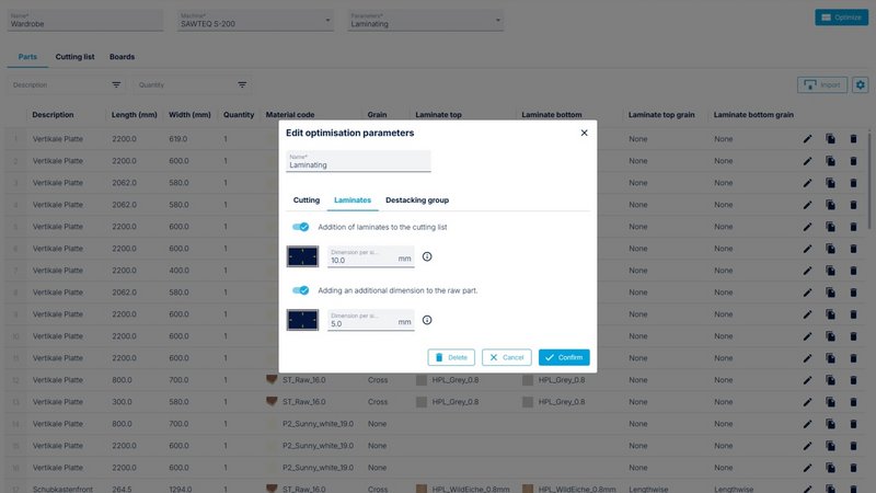 Activation of laminate calculation in the optimization parameters. Activation of laminate calculation in the optimization parameters.