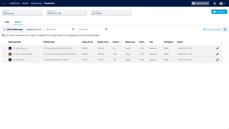 Beispiel 1: Verwendung von ausschließlich ganzen Platten Beispiel 1: Verwendung von ausschließlich ganzen Platten