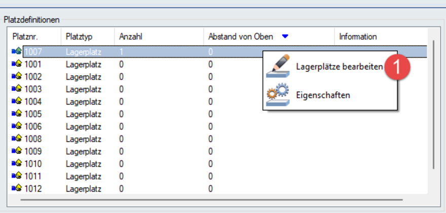 Overview of  storage locations. 