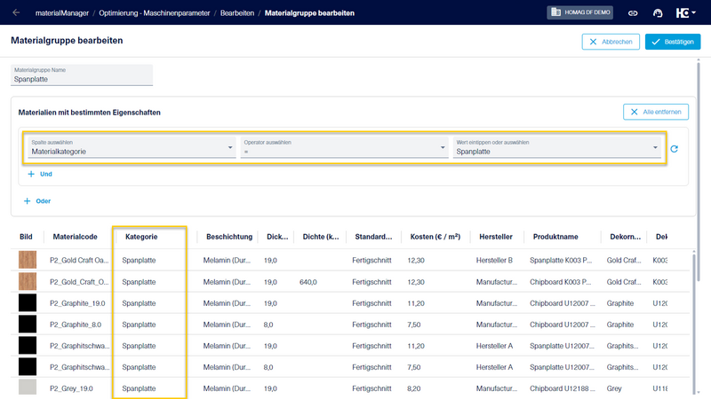 Materialgruppen können auf der Grundlage von Materialeigenschaften gebildet werden.