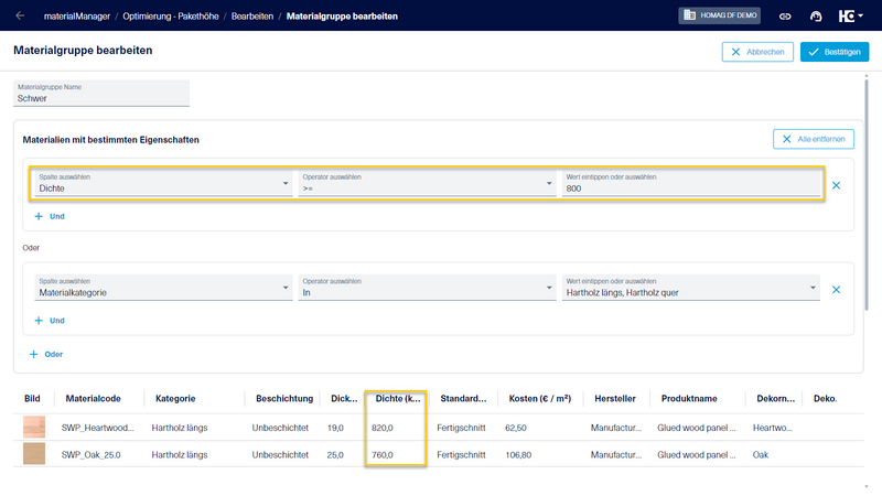 Materialgruppen können auf der Grundlage von Materialeigenschaften gebildet werden.