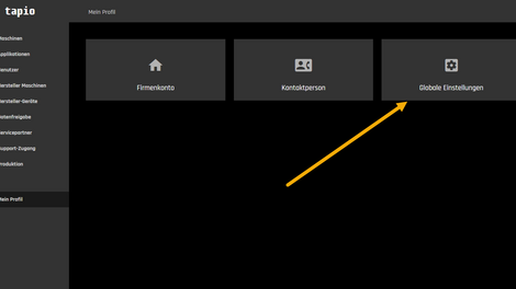 Zugriff auf die globalen Einstellungen in tapio.