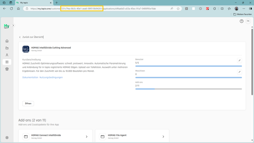 Die SubscriptionId, die als Benutzername verwendet wird, kann aus der im Browser angezeigten URL kopiert werden. Die SubscriptionId, die als Benutzername verwendet wird, kann aus der im Browser angezeigten URL kopiert werden.
