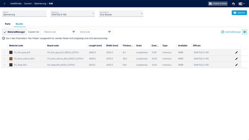 Example 1: Use of full boards only