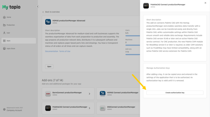 Assign a name and then create the authorization key.