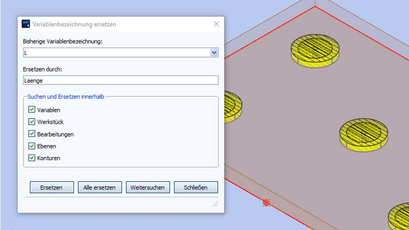 woodWOP 8.1 Variablen suchen und ersetzen