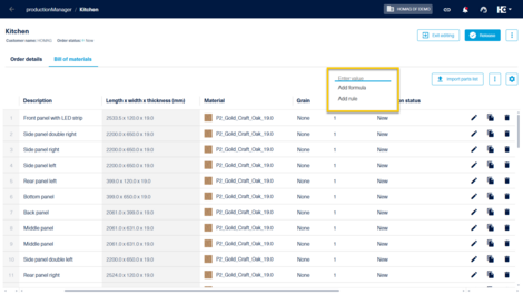 In edit mode, right-click on the column header to open the context menu and add a new formula or rule for it.