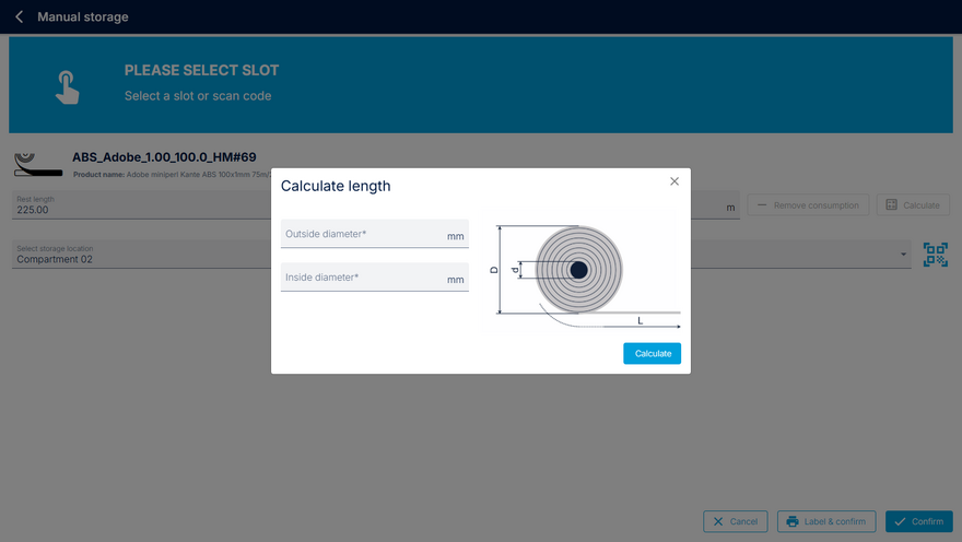 Determine the remaining length by measuring the inside and outside diameter