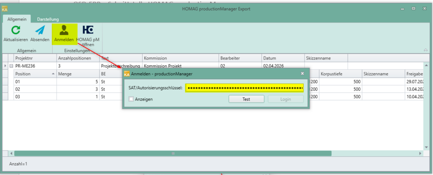 Inserting an authorization key.