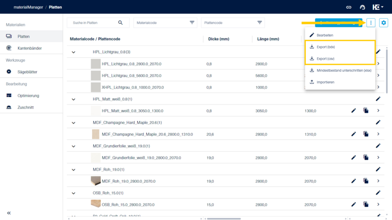 Start des Exports von Platten