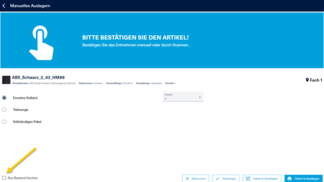 "Aus Bestand löschen" ist ab sofort standardmäßig deaktiviert 