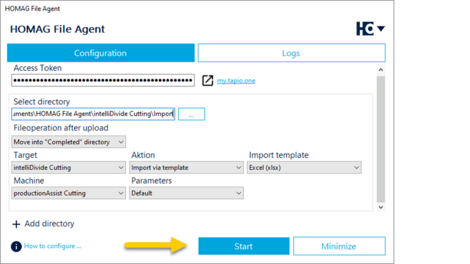 Configure the import of parts lists into intelliDivide Cutting.