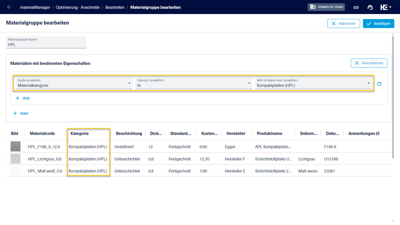 Materialgruppen können auf der Grundlage von Materialeigenschaften gebildet werden.