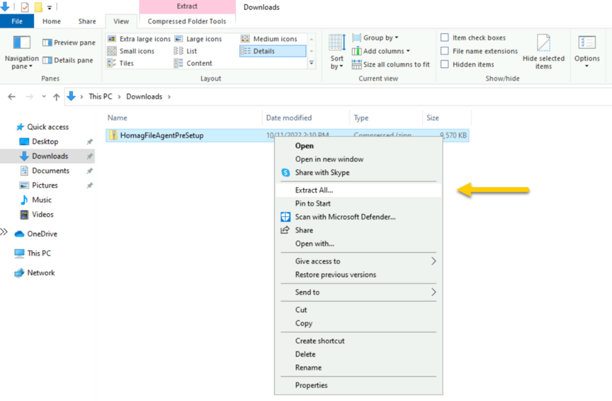 Unpacking the installation file