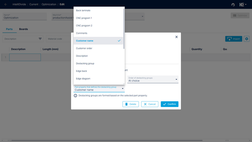 Set grouping property