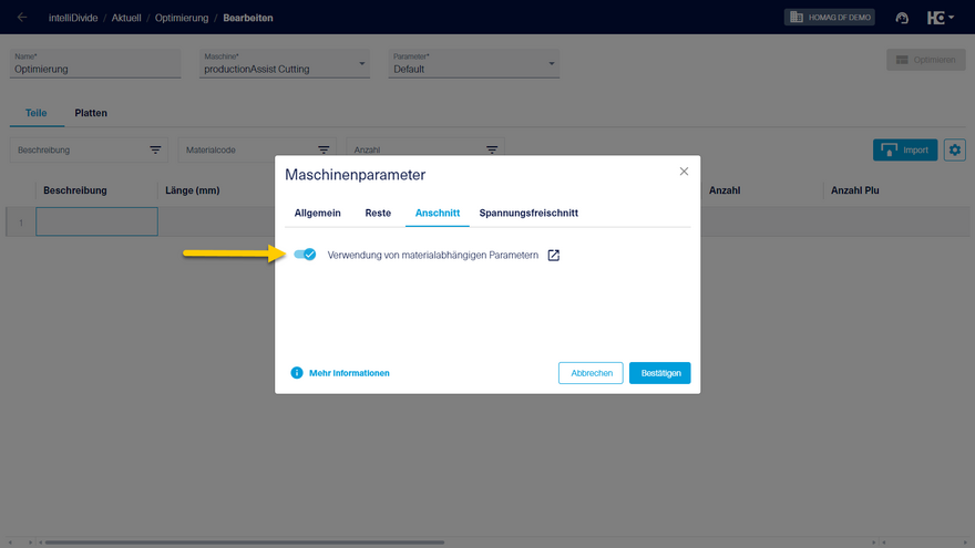 Materialabhängige Parameter verwenden