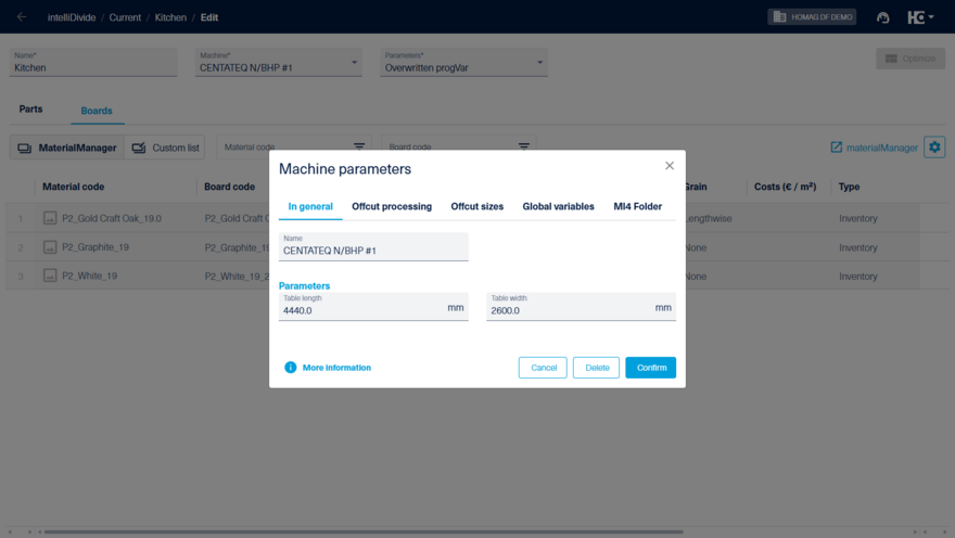 General nesting settings