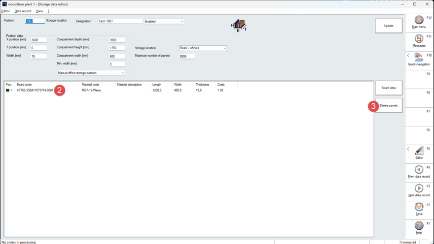 Detail page for a storage location.