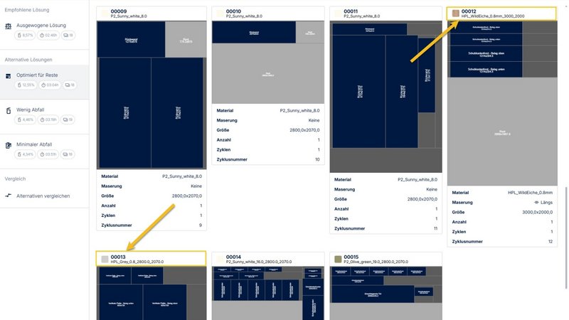 Berechnung der Schnittpläne für das Plattenmaterial und für die Laminate. Berechnung der Schnittpläne für das Plattenmaterial und für die Laminate.