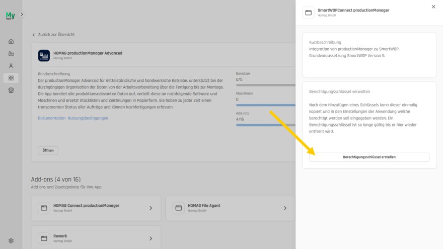 Erstellen Sie einen Berechtigungsschlüssel.