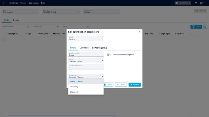New drop-down menu for selecting the board type