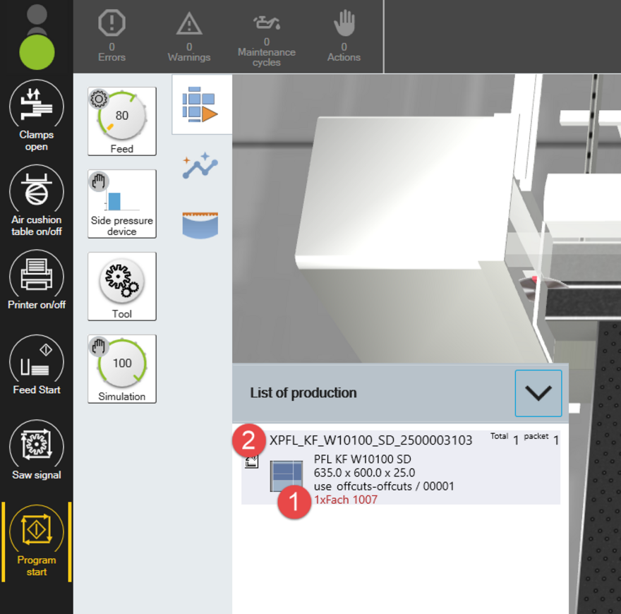 Flow chart during cutting.