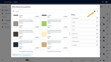Die Ansicht kann über das Zahnrad verändert werden.