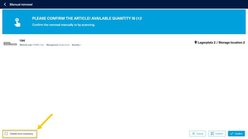 The checkbox "Delete from inventory" is no longer available.