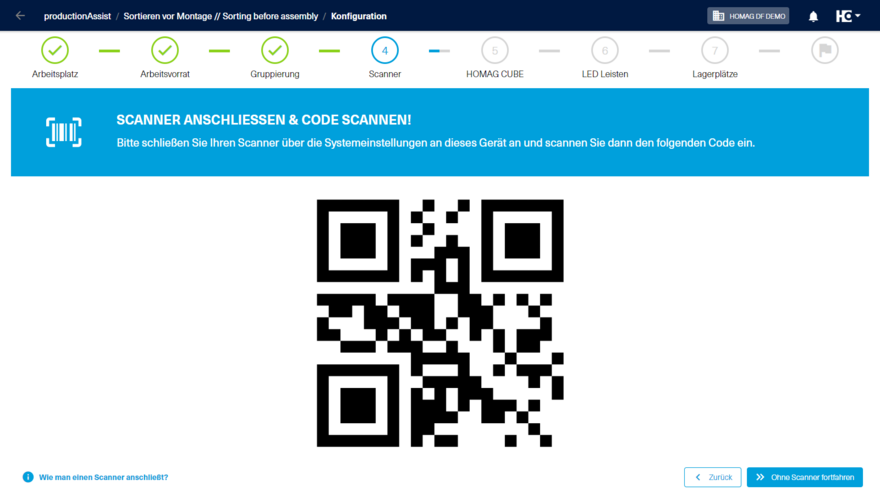 Scanner über QR-Code anschließen