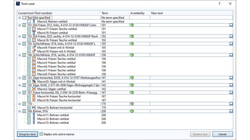 woodWOP 8.1 tools used