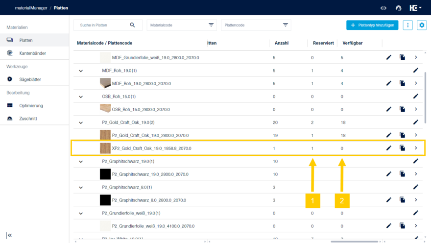 Reservierung von Resten im materialManager