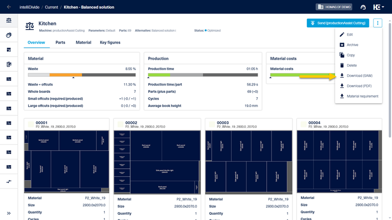 The SAW file is available for download in the corresponding format in the extension menu.