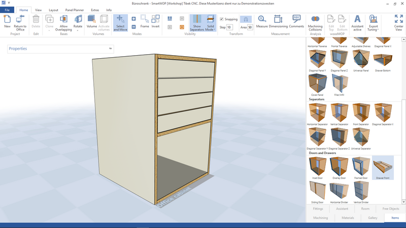 Example 2: Narrow drawer fronts should first be combined to edge the narrow sides.