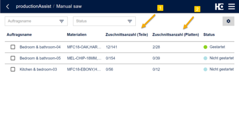 Fortschrittsanzeige in der Übersicht
