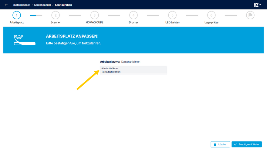 Vergabe eines Namens für den Arbeitsplatz