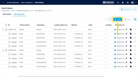 Export the bill of materials with just one click