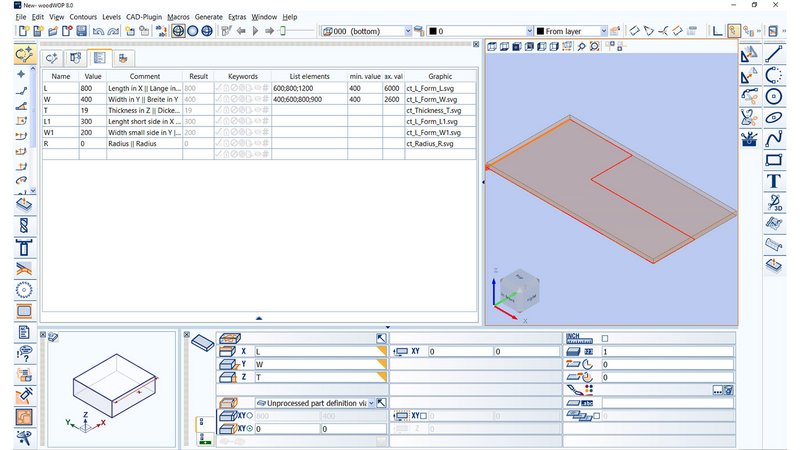 Simplified condition thanks to form view and additional auxiliary graphics in the extended variable table.