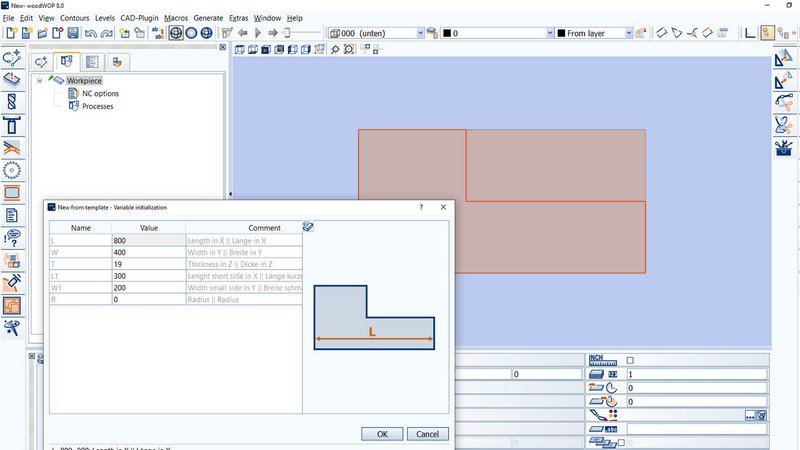 For example, for circles, L-shapes or other curved components, template files will be stored in the contour wizard in the future.