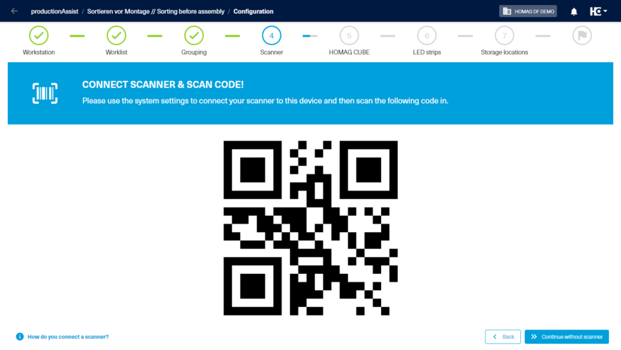 Connect scanner via QR code