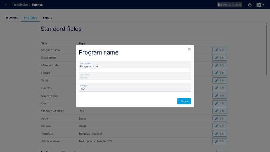 Standard field editing options
