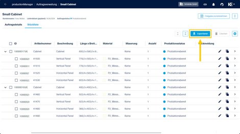 Export der Stückliste mit nur einem Klick