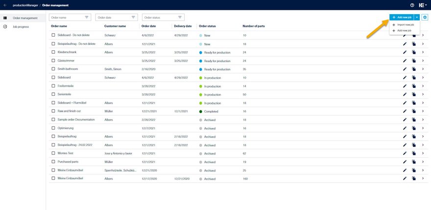 Adding an order via a manual order creation