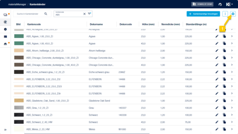 Die Tabelleneinstellungen öffnen (1) 