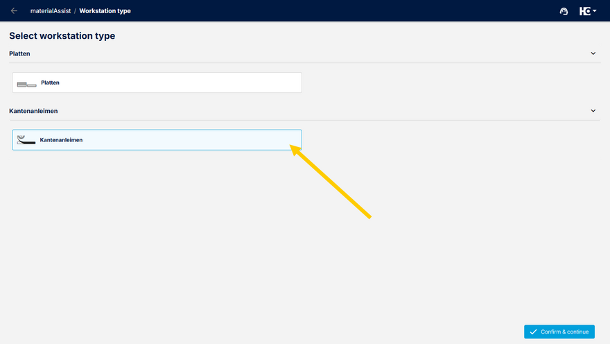 Selecting the workstation type