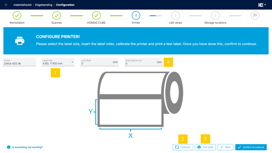 Configuration of a printer