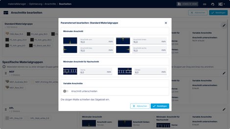 Das Anschnittmaß kann ab sofort für jede Seite pro Material definiert werden. 