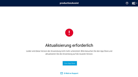 Hinweis auf eine erforderliche Aktualisierung einer App