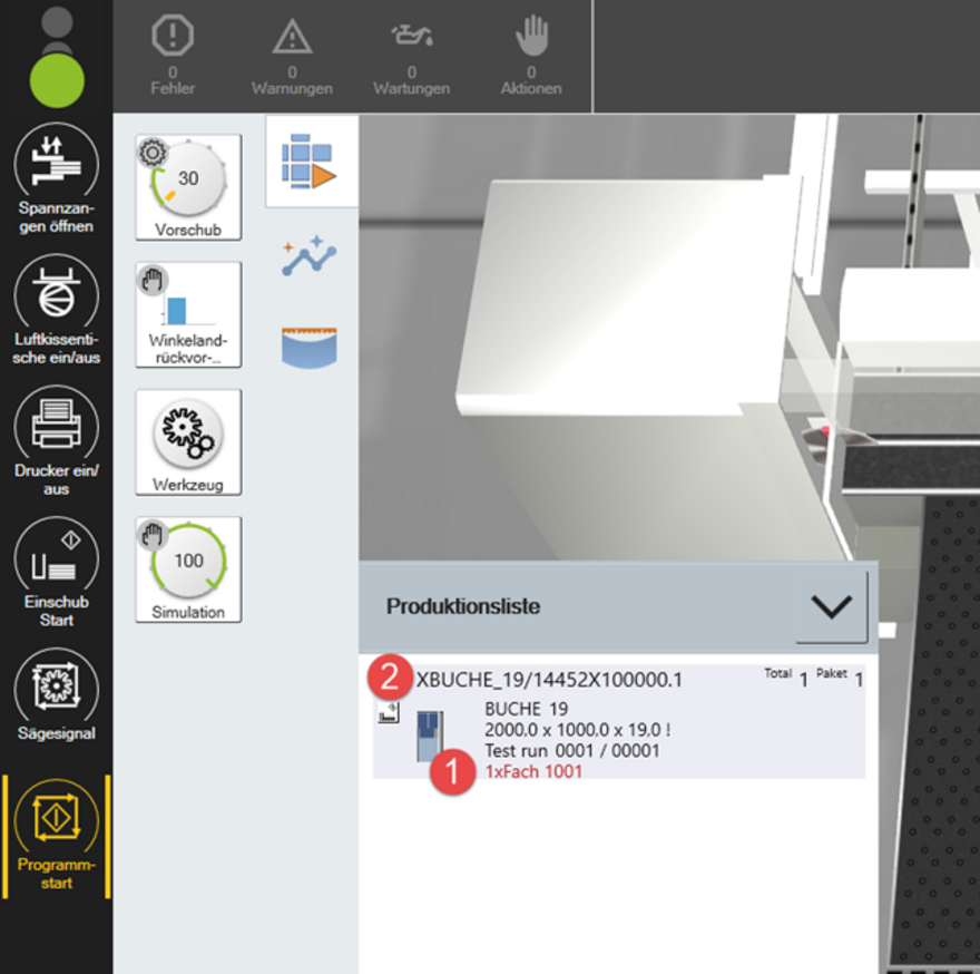 Flow chart during cutting.